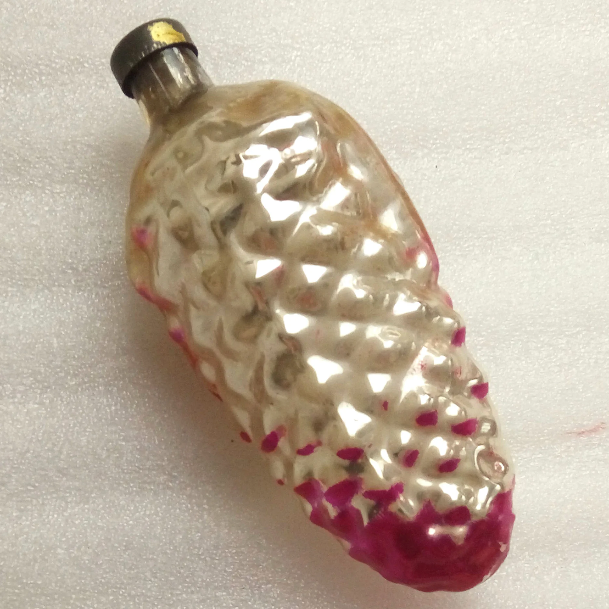 Huge Vintage USSR Glass Christmas Ornament Big Pinecone