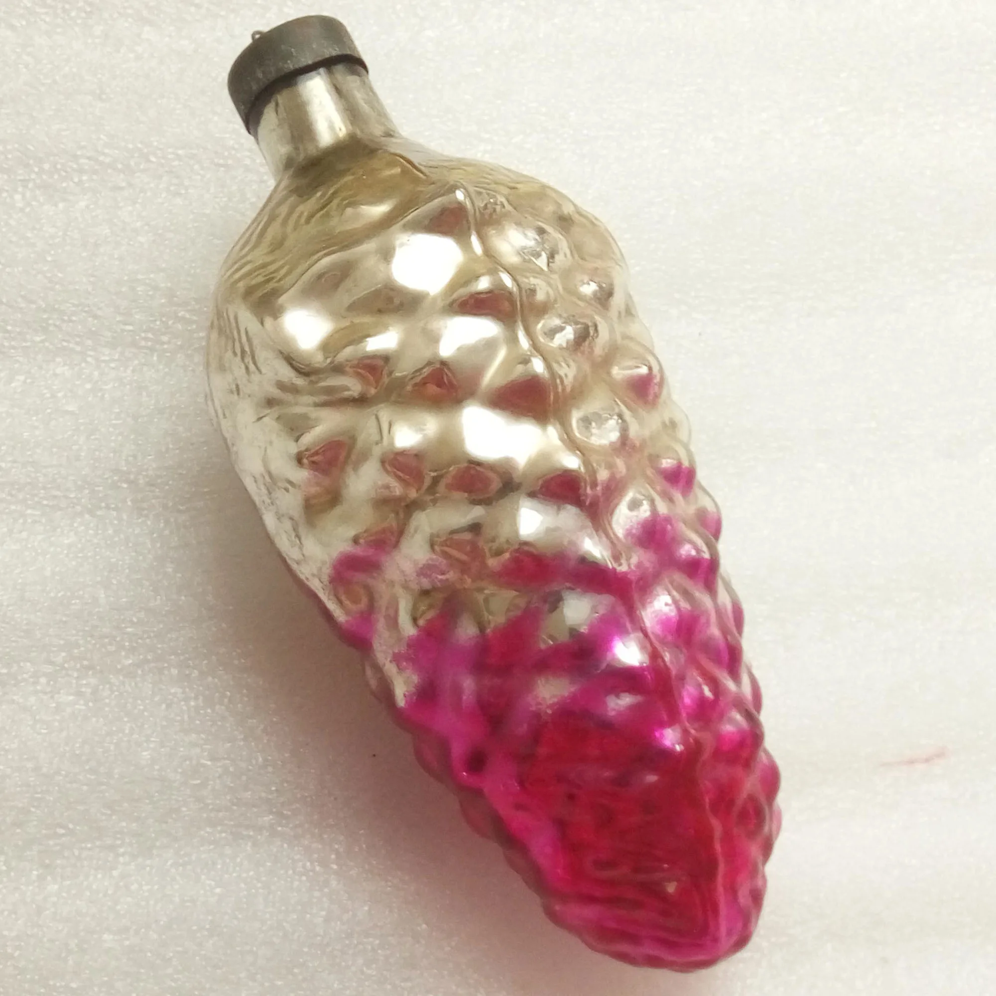 Huge Vintage USSR Glass Christmas Ornament Big Pinecone