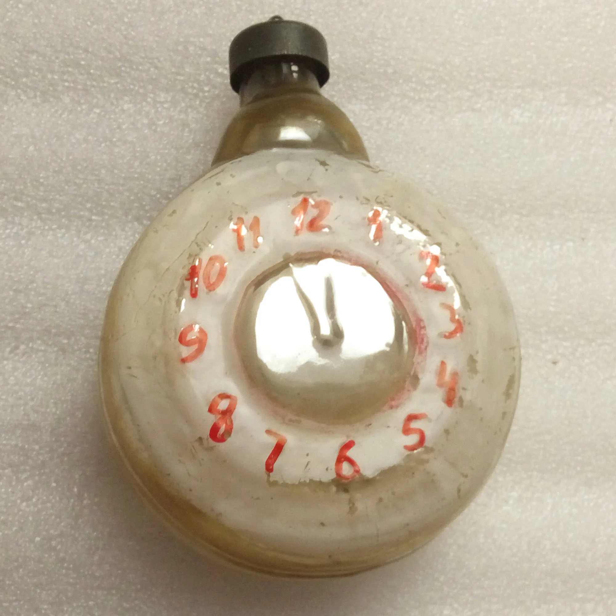 Huge Vintage USSR Glass Christmas Ornament Big Old Clock