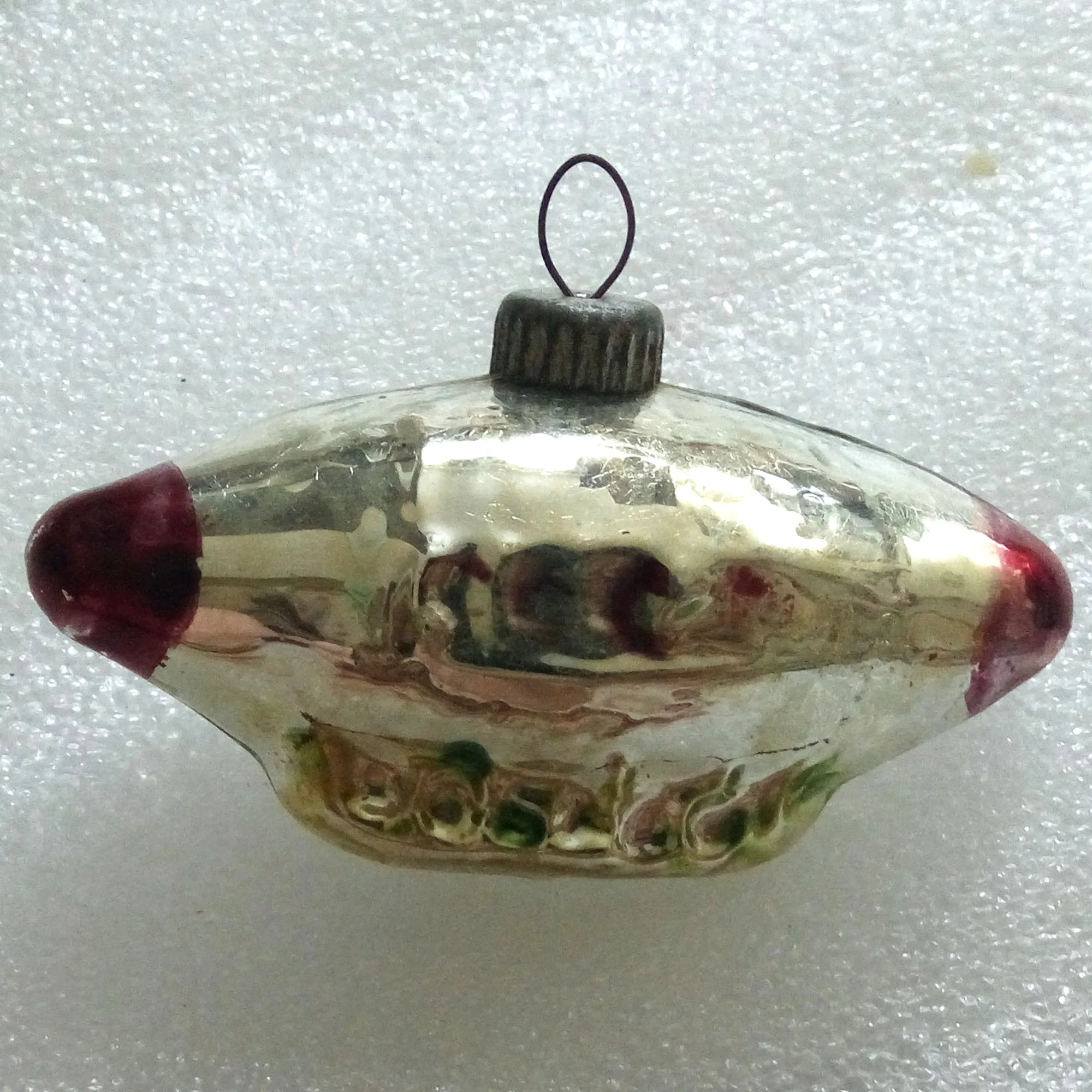 Vintage USSR Glass Christmas Ornament Old Dirigible