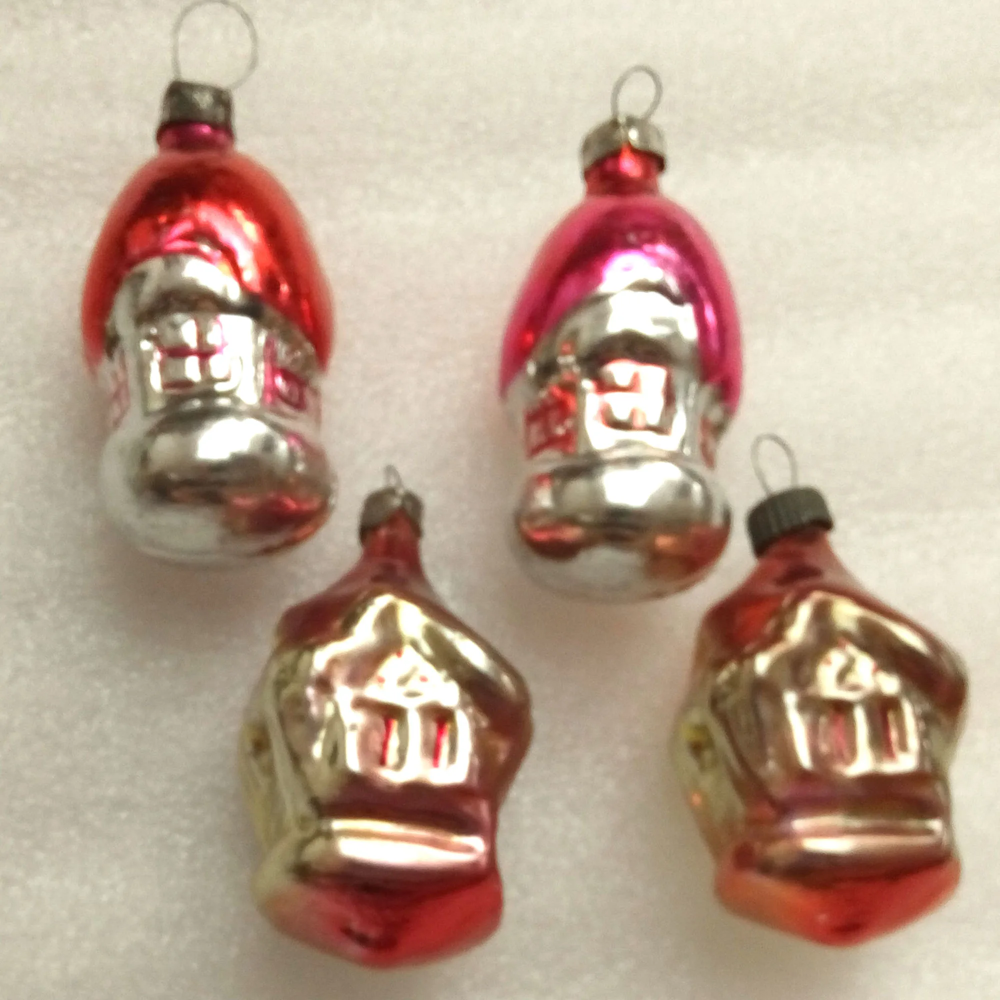 Set of 4 Vintage Glass Christmas Ornaments Houses