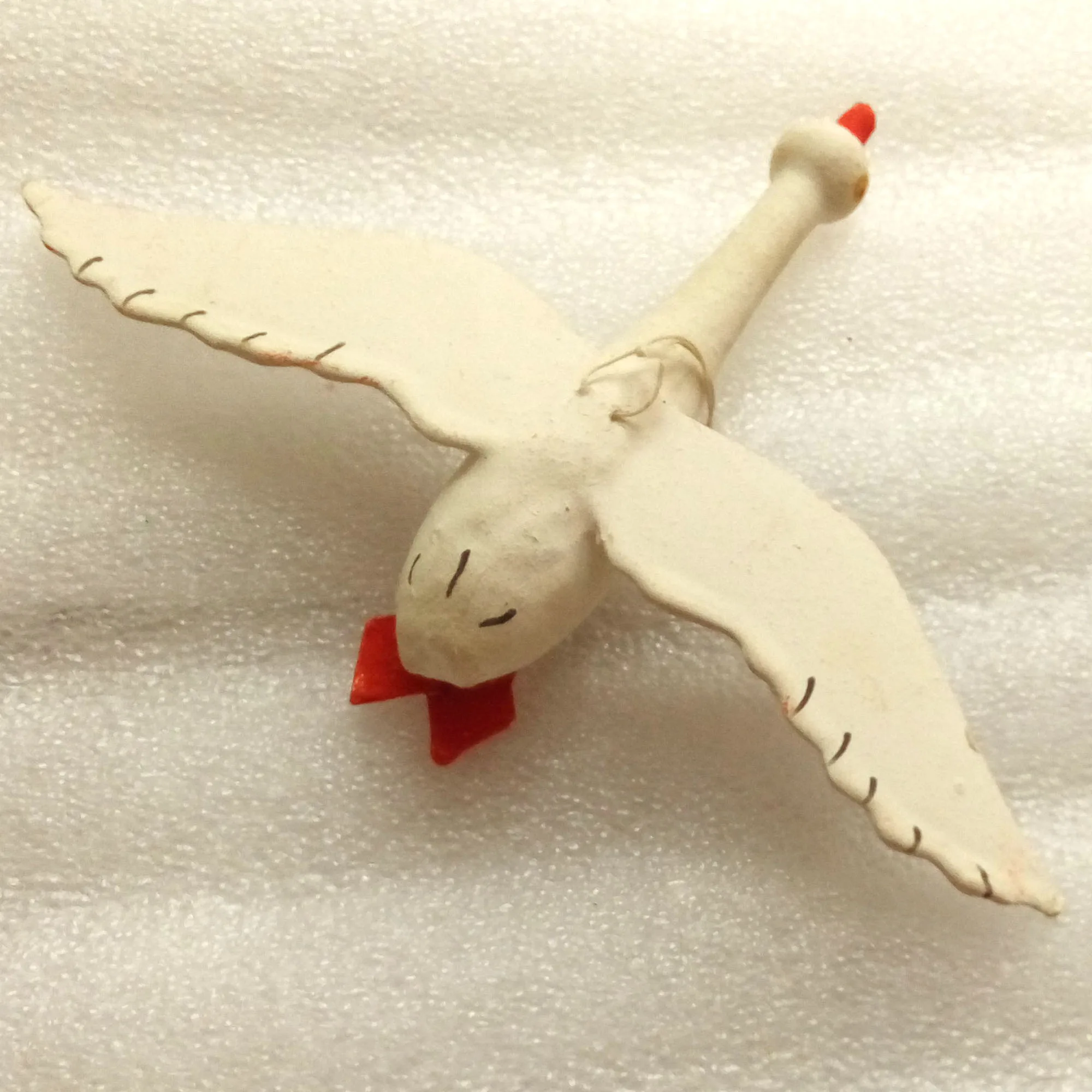 Vintage Russian Papier Mache Christmas Ornament Fir Tree Old Swan