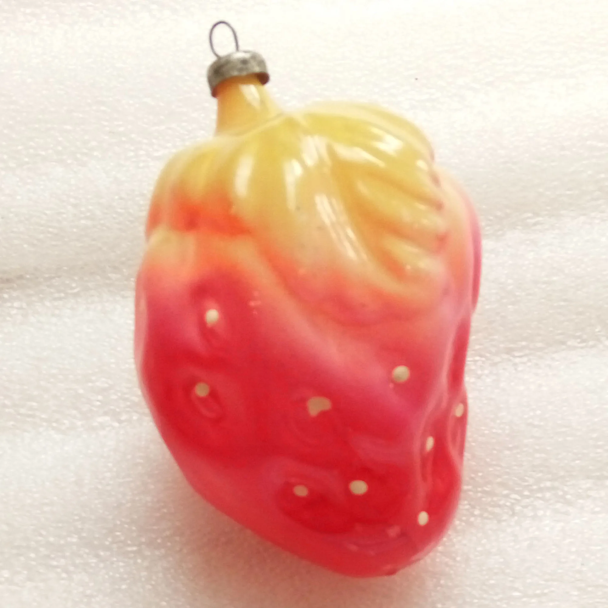 Vintage USSR Glass Christmas Ornament Big Strawberry