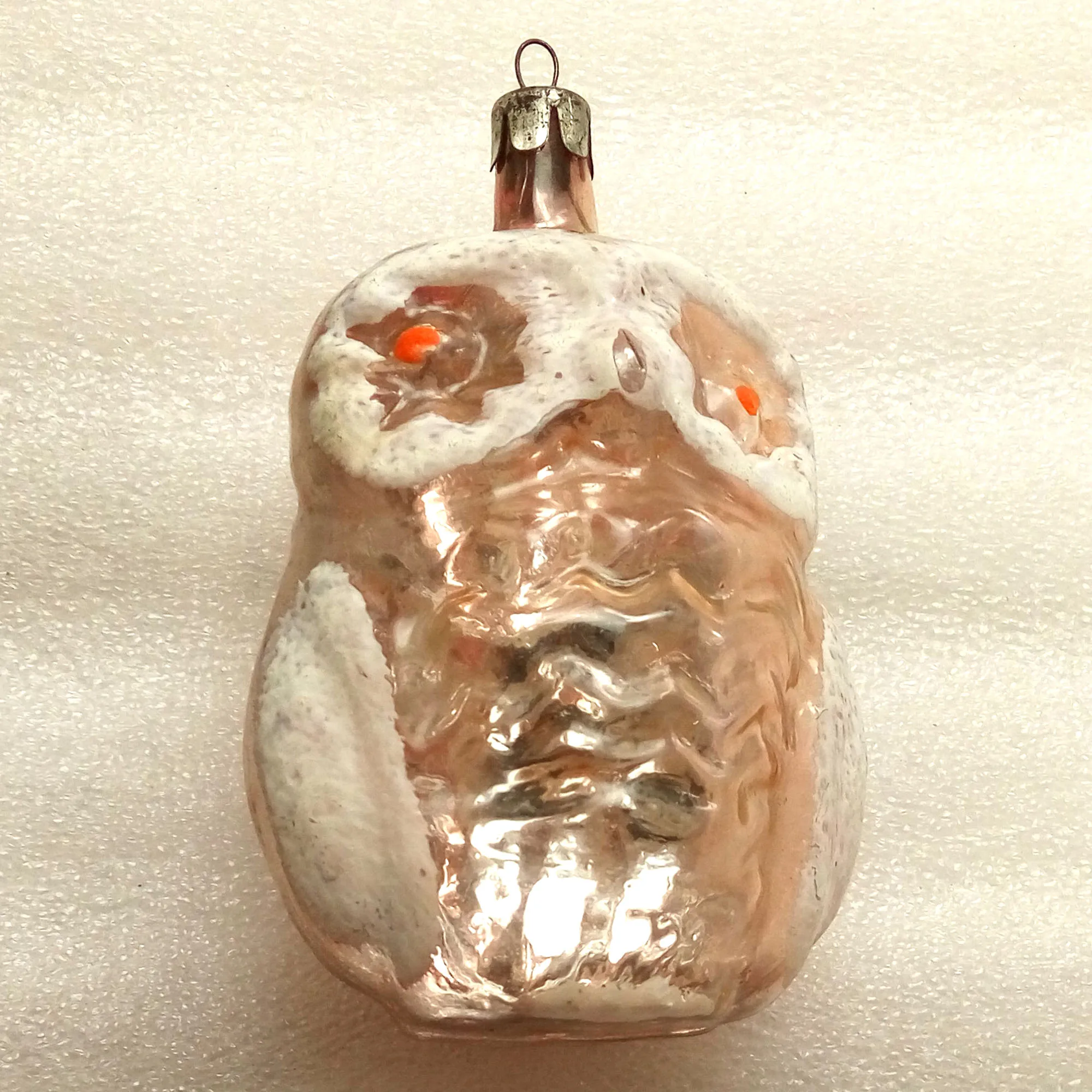 Vintage USSR Glass Christmas Ornament Big Owl