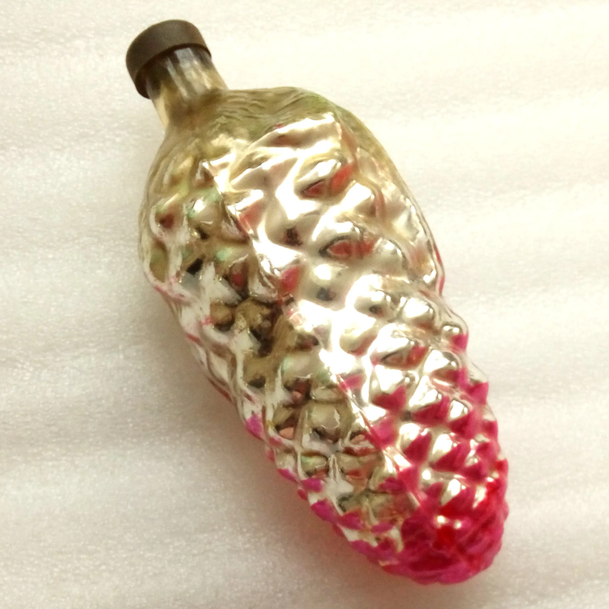 Huge Vintage USSR Glass Christmas Ornament Pinecone