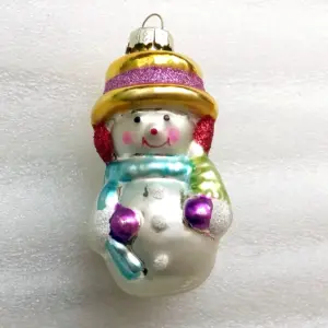 Modern Ukrainian Glass Christmas Ornament Snowman