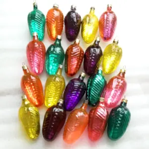 Set of 20 Vintage Ukraine USSR Glass Christmas Ornaments Colored Cones