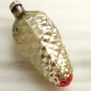Huge Vintage Ukraine USSR Glass Christmas Tree Ornament Pinecone