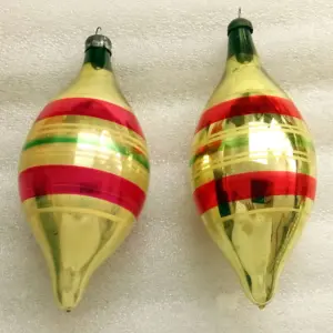 Set of 2 Vintage Ukraine USSR Glass Christmas Tree Ornament Old Icicles