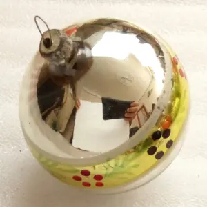 Vintage Ukrainian Glass Christmas Ornament Old Ball