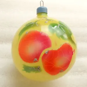 Vintage Ukraine USSR Glass Christmas Tree Ornament Ball w Apples