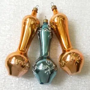 Set of 3 Vintage USSR Glass Christmas Ornament Old Jugs