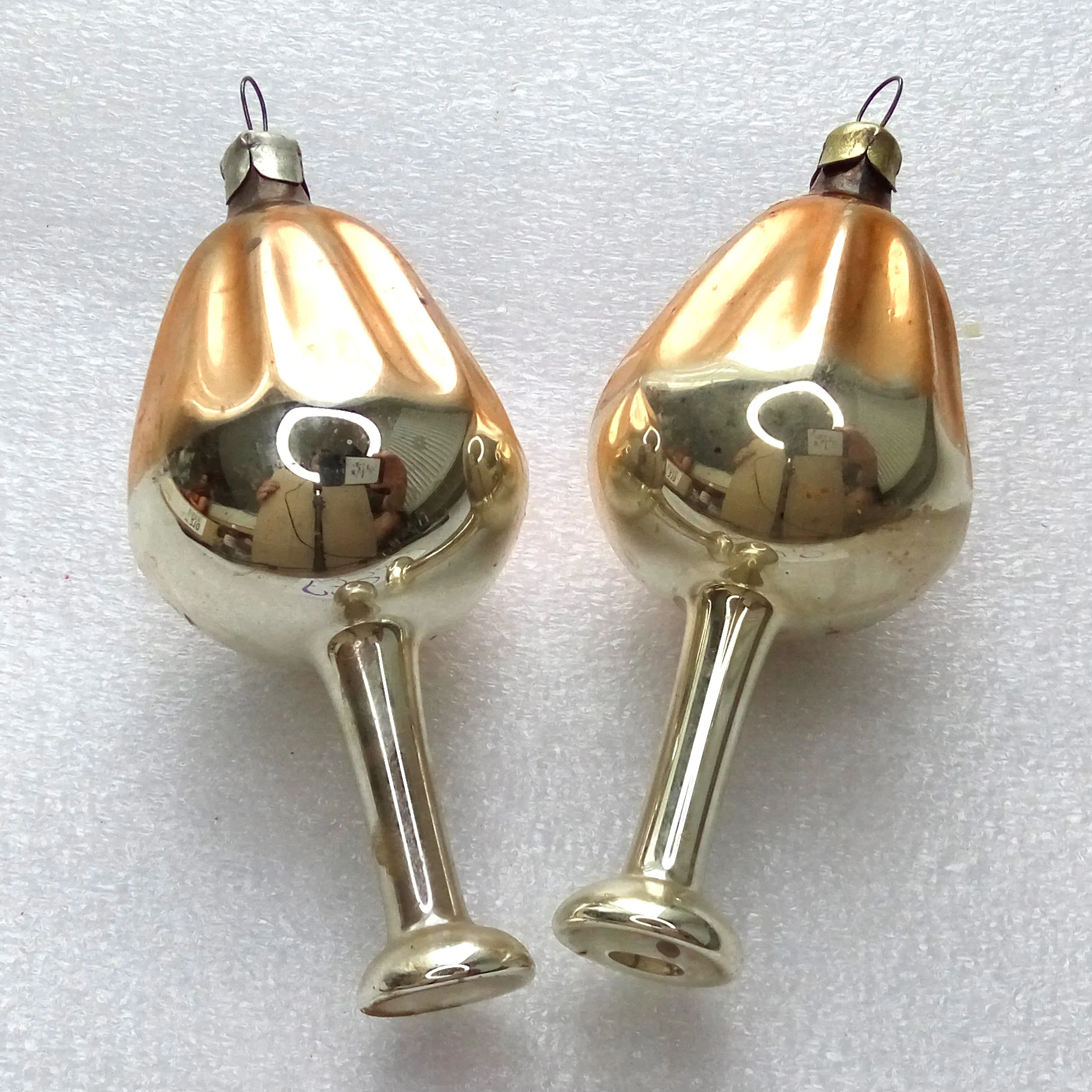 Set of 2 Vintage Glass Christmas Ornament Lamps