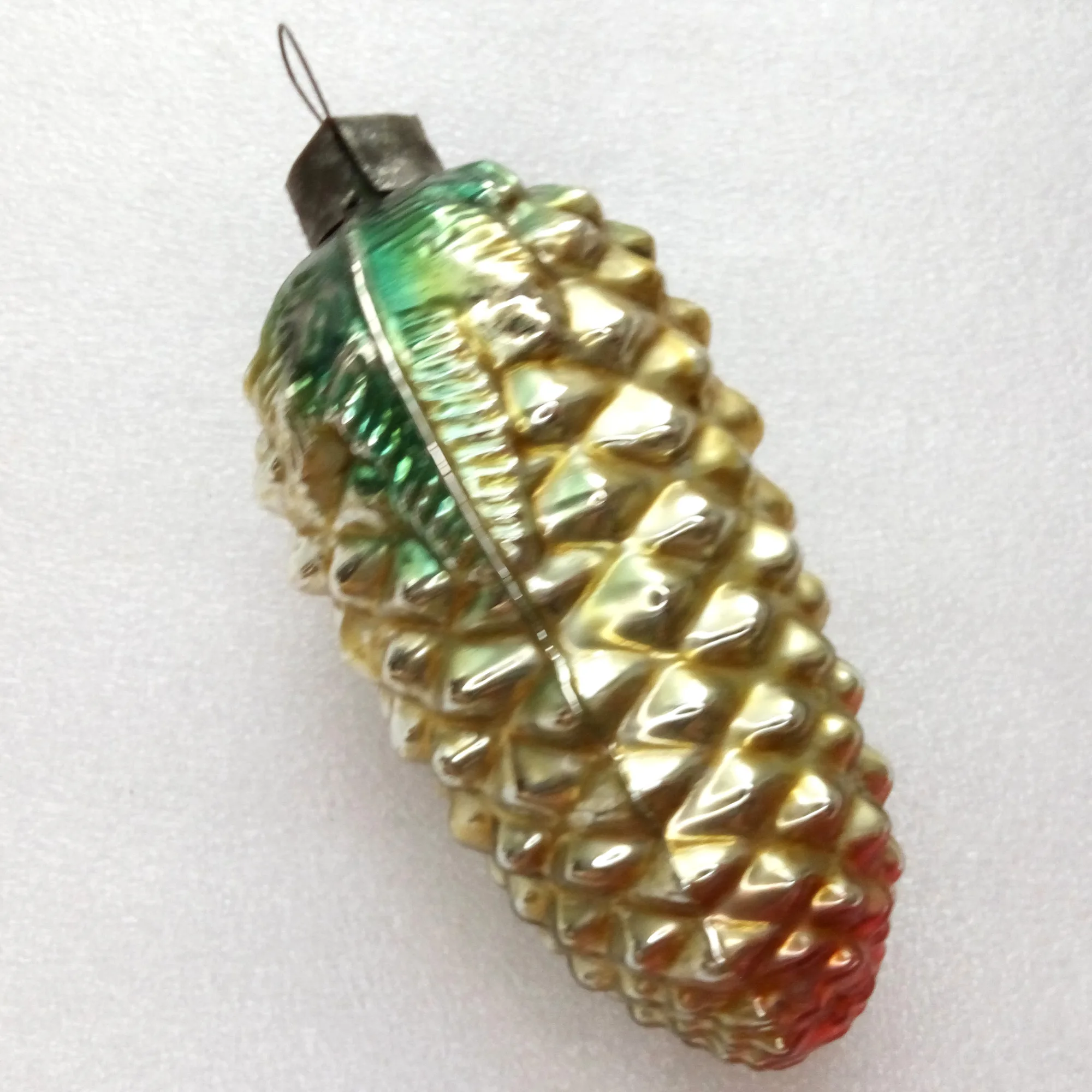 Huge Vintage Glass Christmas Ornament Old Pinecone