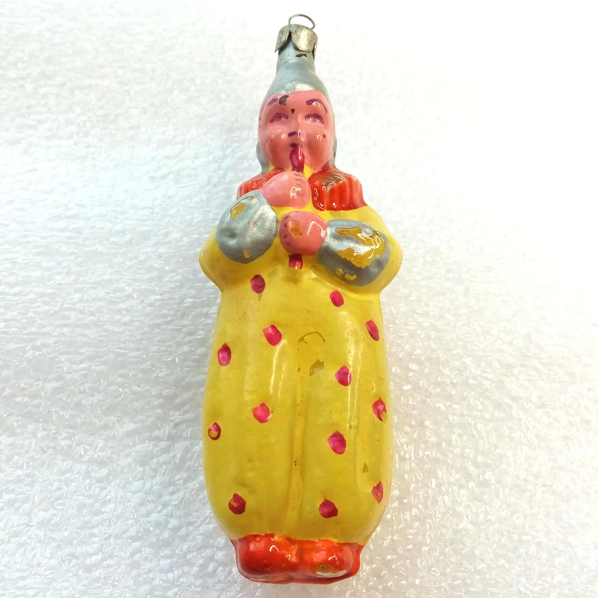 Vintage Ukrainian Glass Christmas Ornament Jester