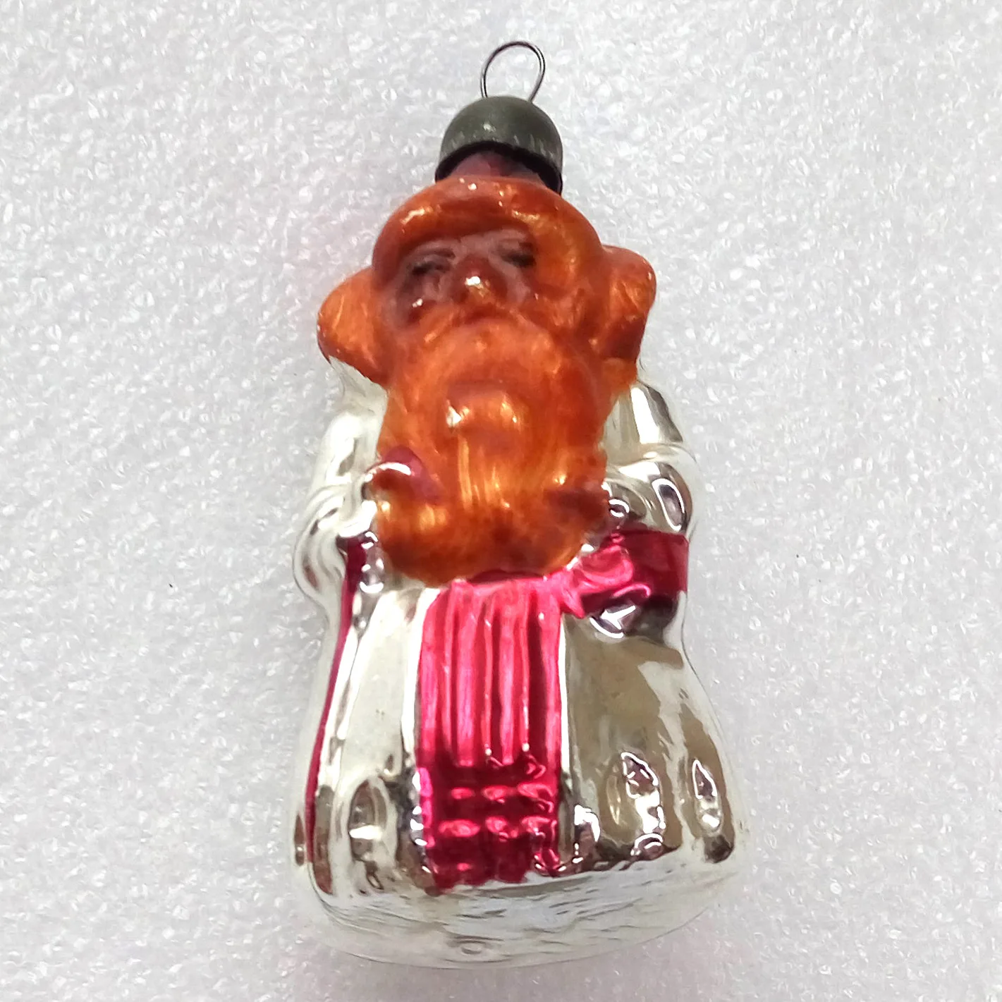 Vintage Ukrainian Glass Christmas Ornament Old Santa