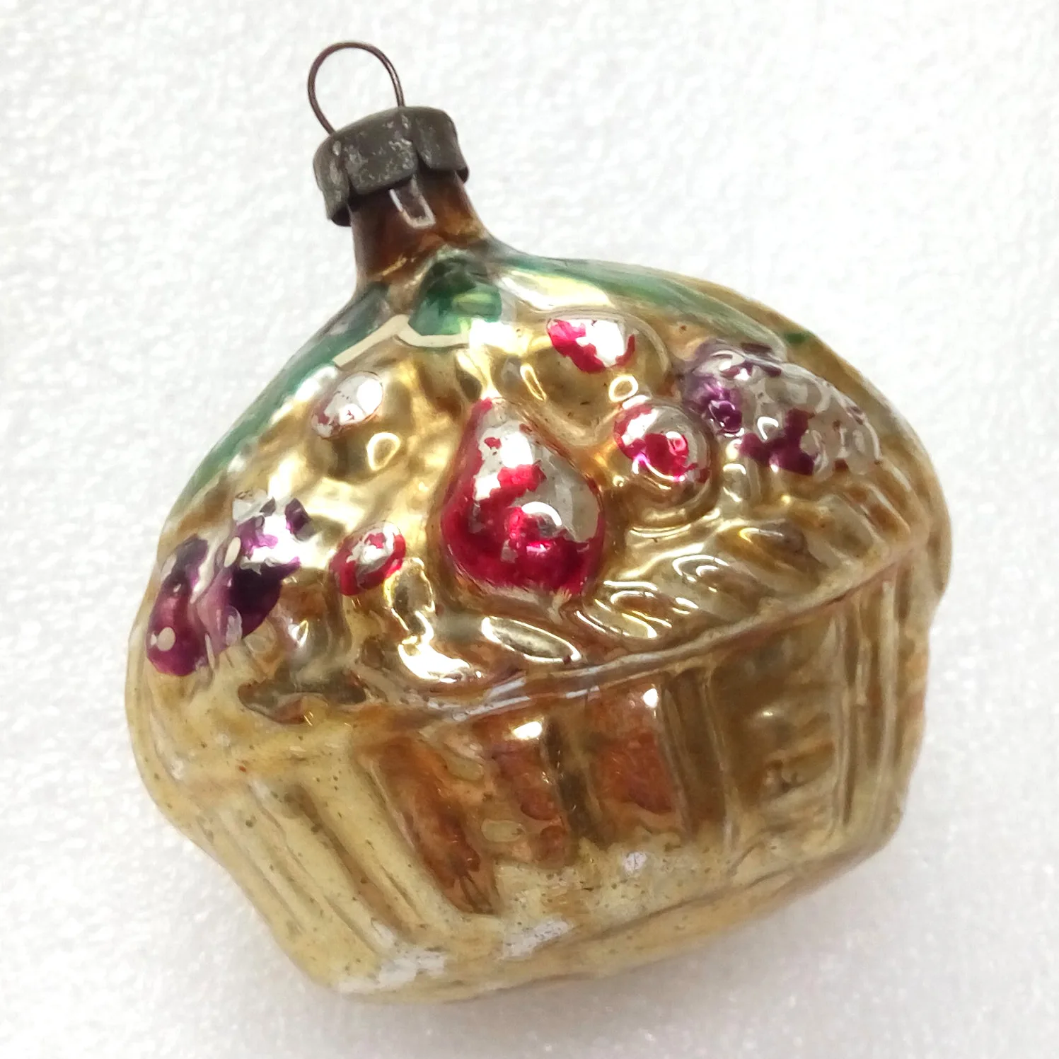 Vintage Glass Christmas Ornament Basket