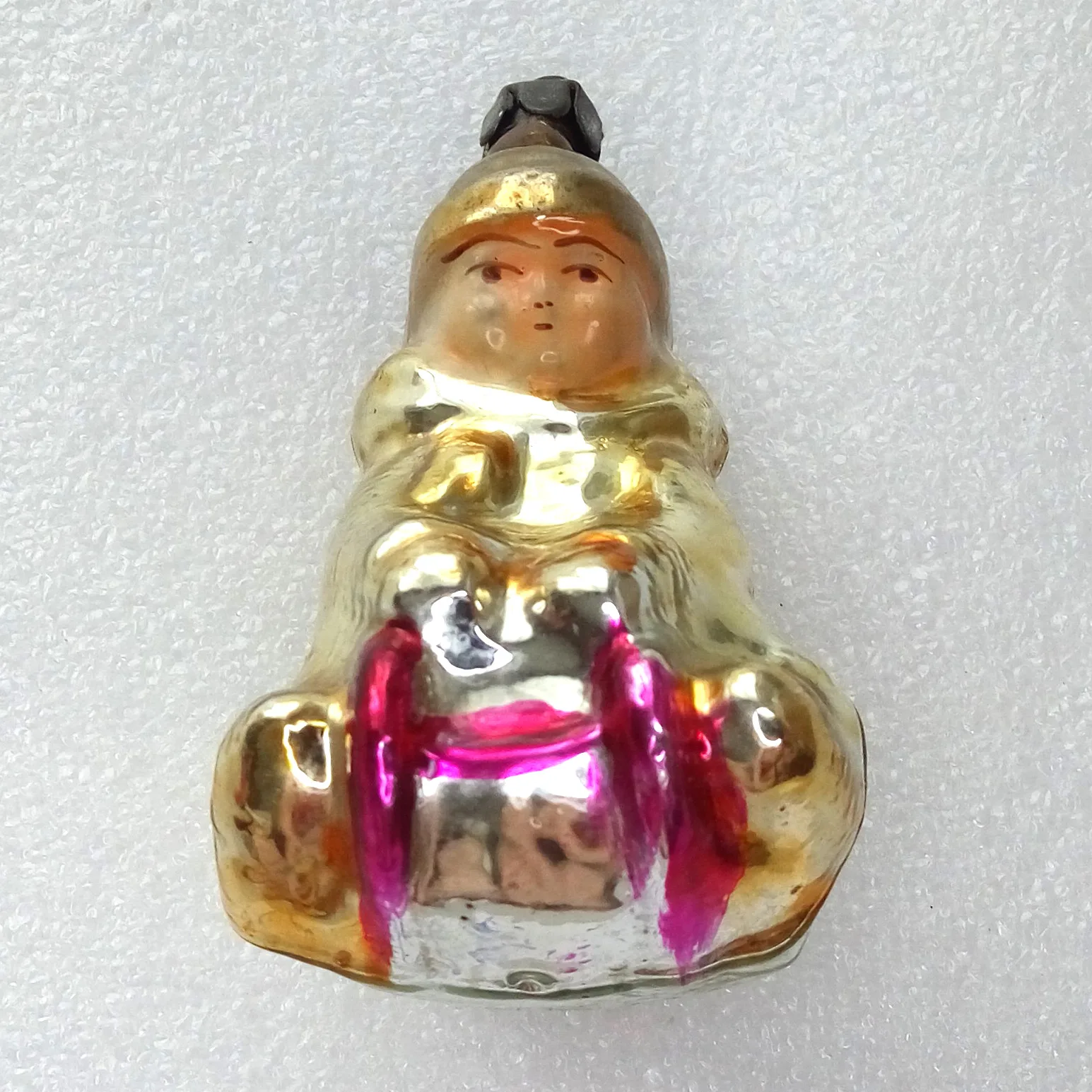 Vintage Glass Christmas Ornament Kid Sled
