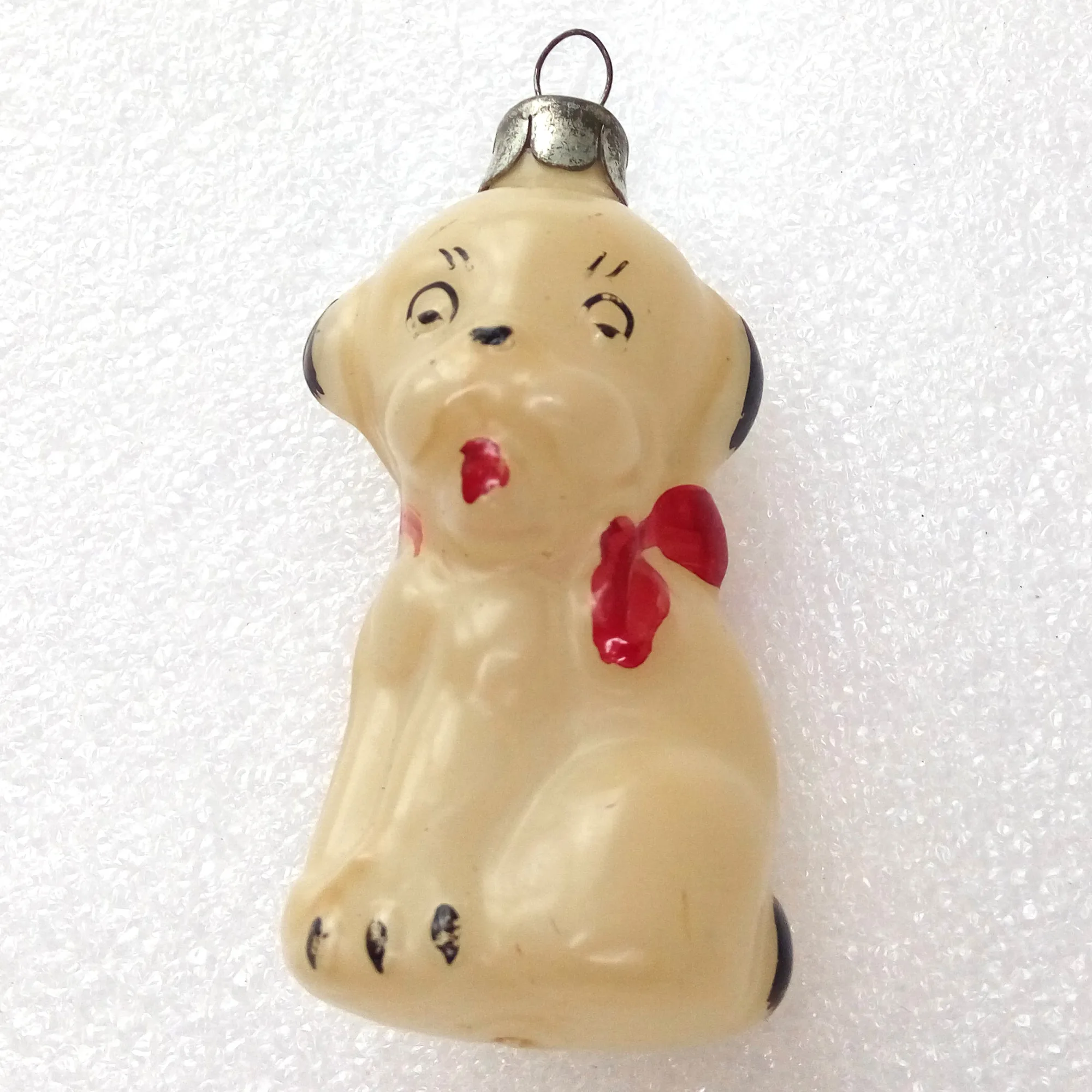 Vintage Glass Christmas Ornament Puppy