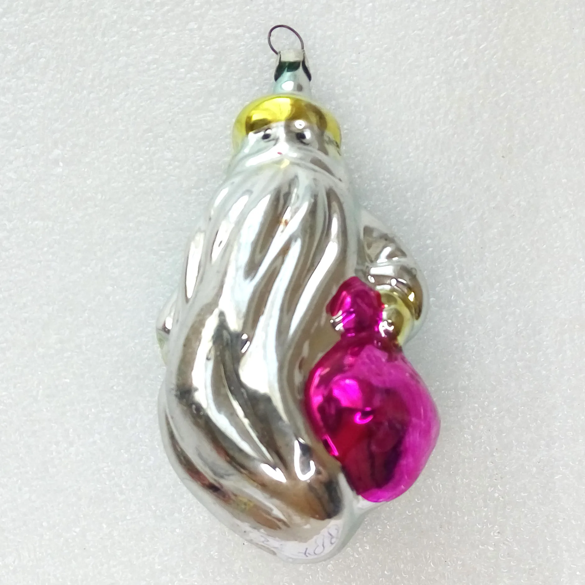 Vintage Glass Christmas Ornament Santa