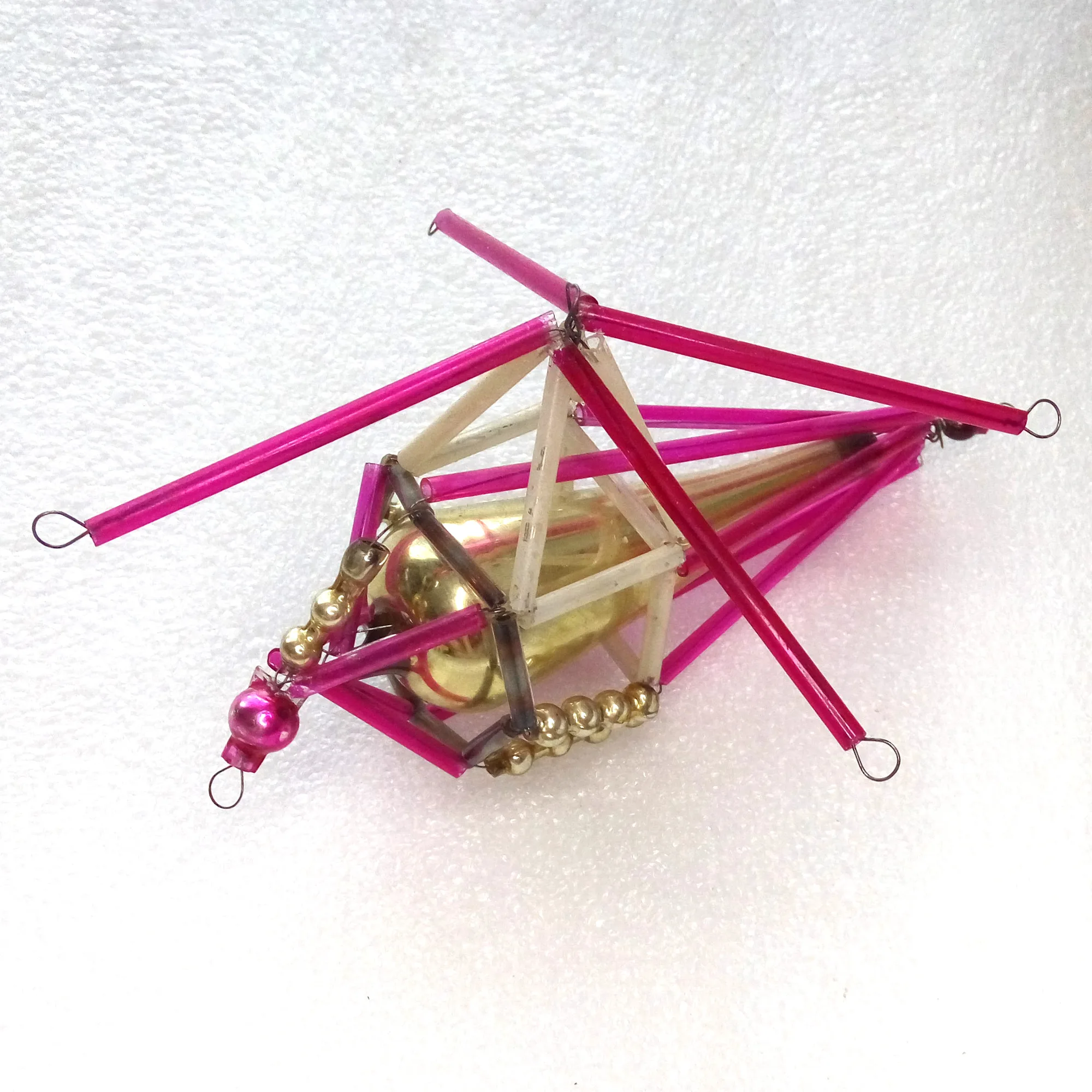 Antique Vintage USSR Glass Christmas Ornament Helicopter