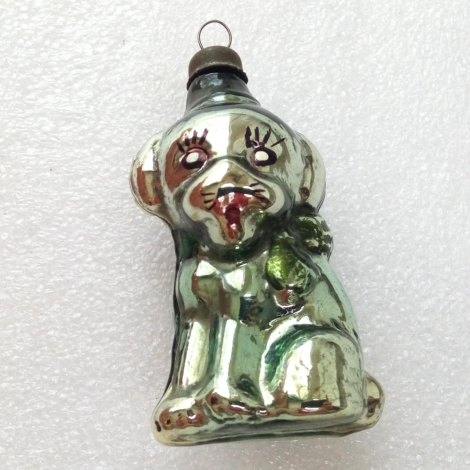 Vintage Glass Ukraine Christmas Ornament Tree Puppy