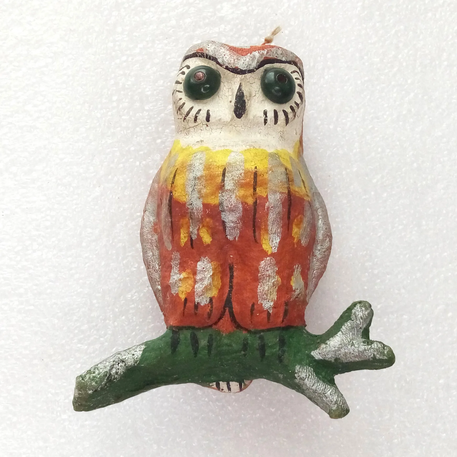 Antique Vintage Paper Mache Christmas Ornament Old Owl