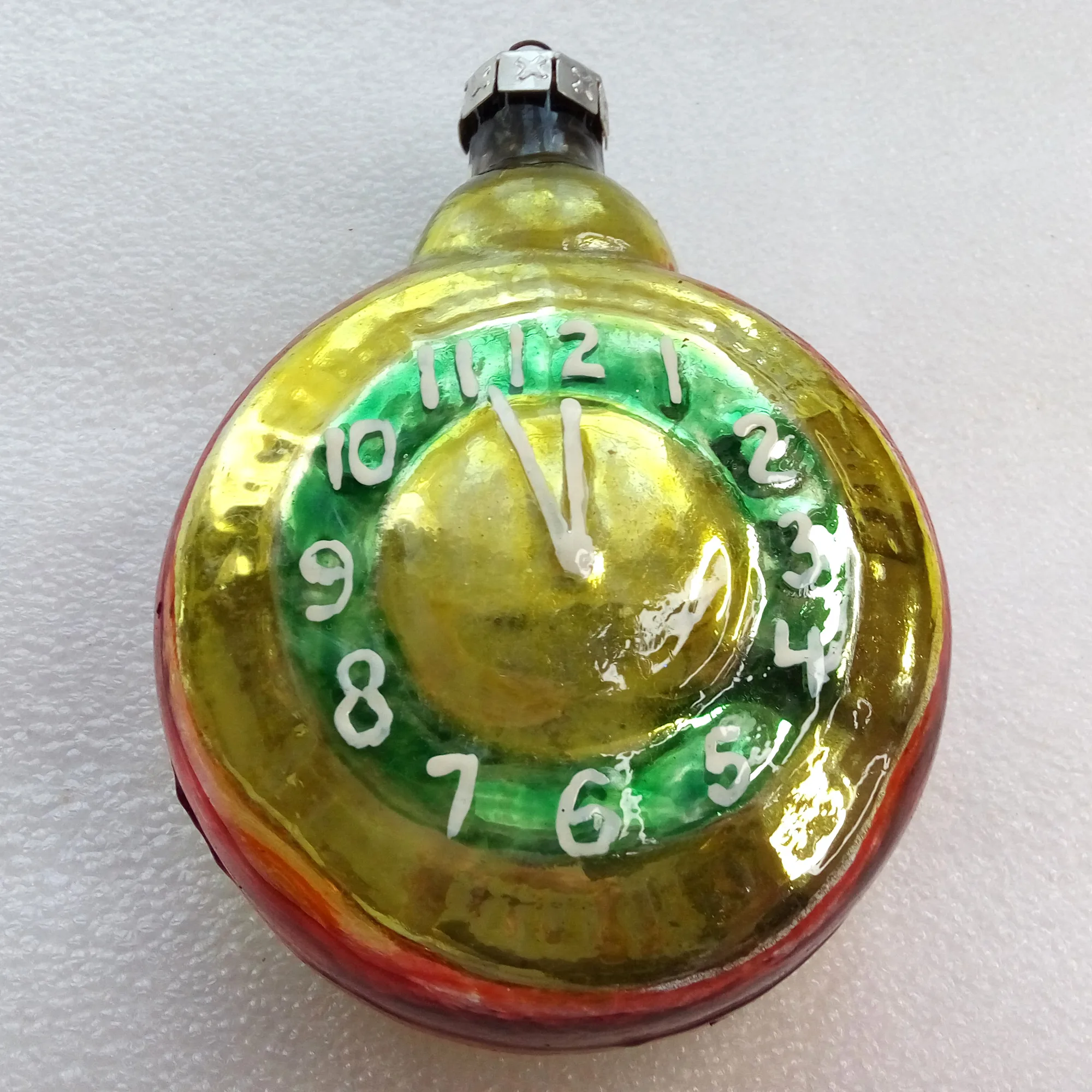 Huge Vintage Glass Christmas Ornament Tree Clock