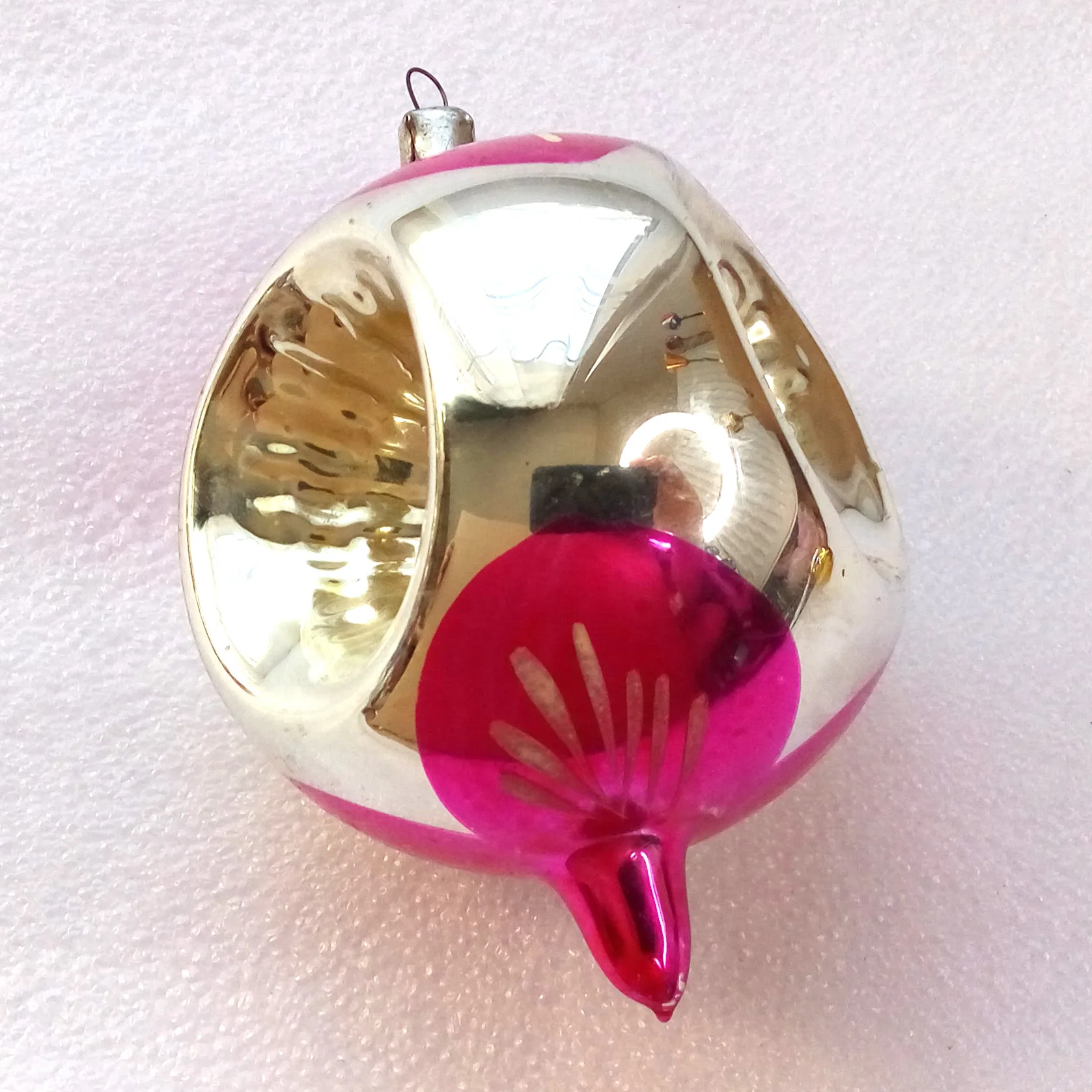 Vintage Glass Ukrainian Christmas Ornament Lantern