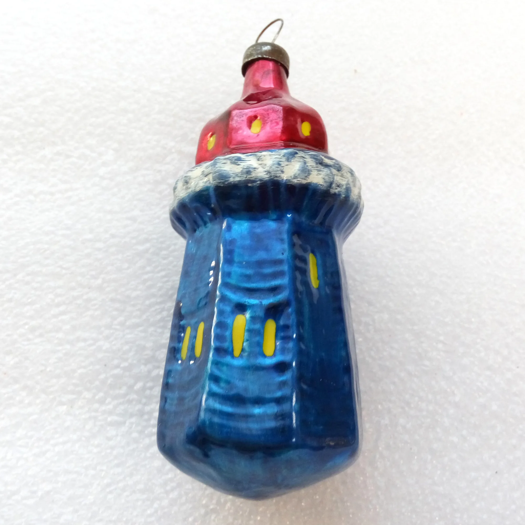 Vintage Glass Ukrainian Christmas Ornament Light House