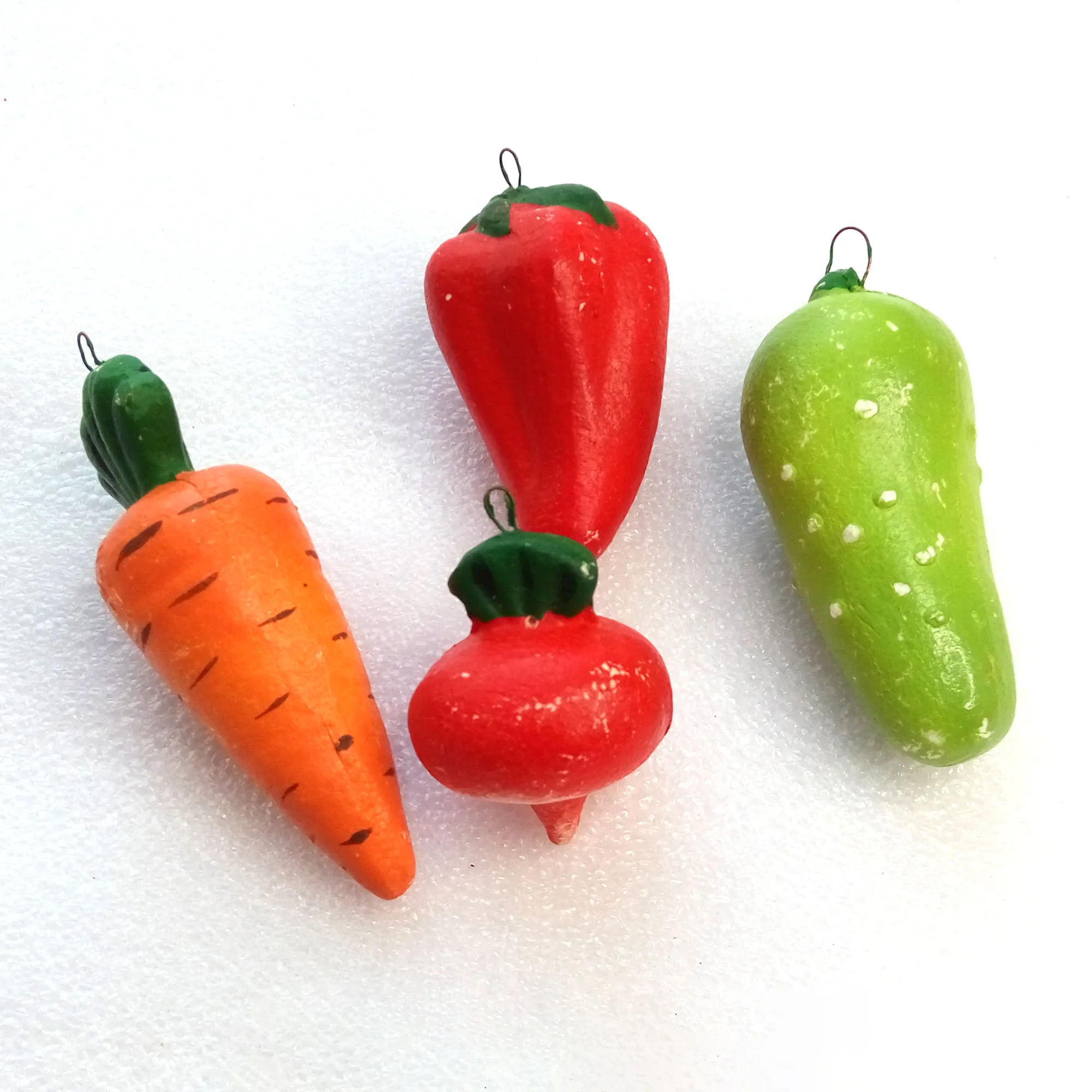 Set of 4 Vintage Styrofoam Christmas Ornaments Vegetables