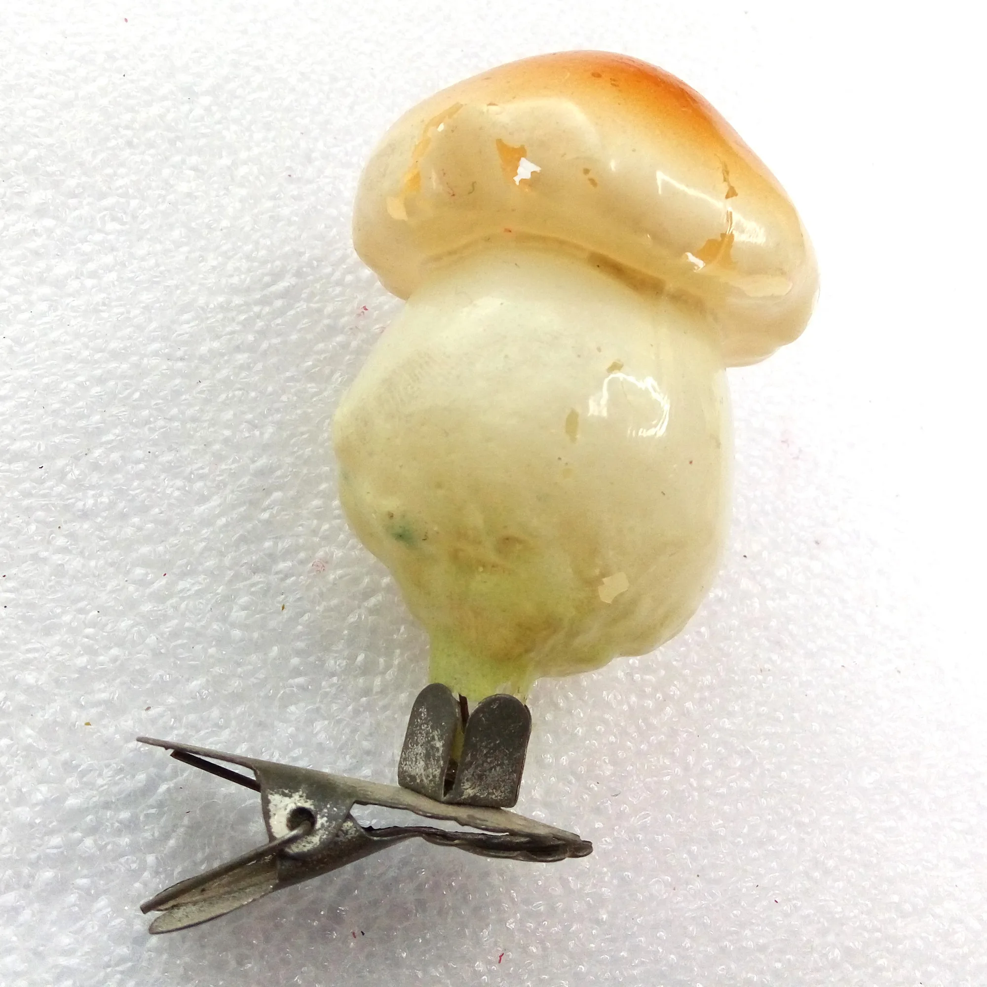 Vintage Glass Christmas Ornament Mushroom