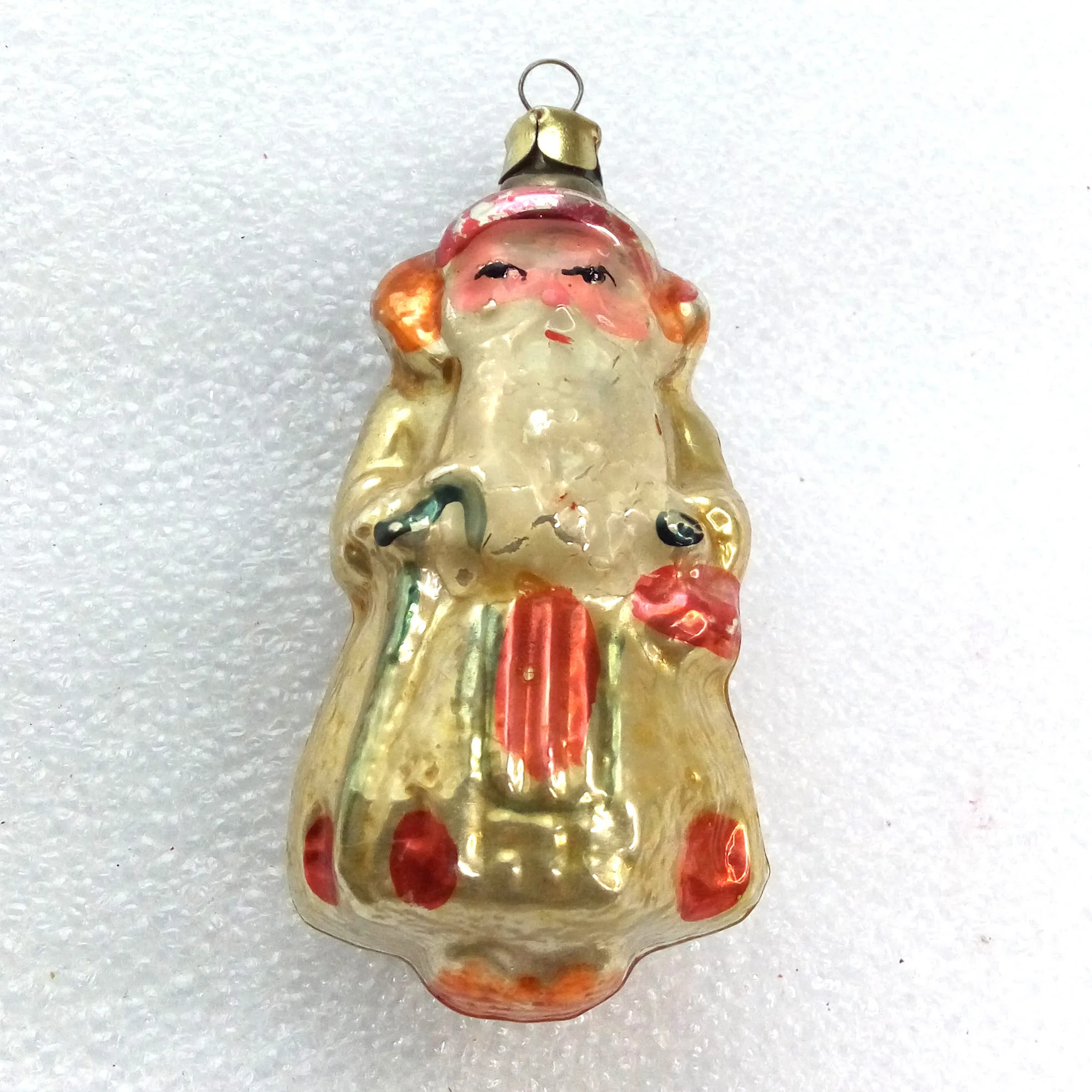Vintage Glass Christmas Ornament Santa