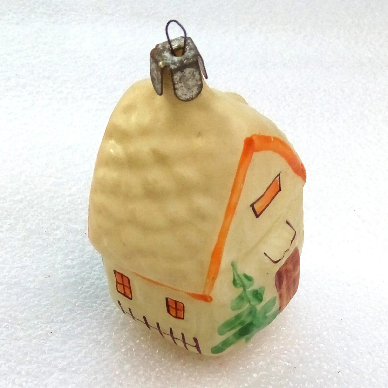 Antique Vintage USSR Glass Christmas Ornament House