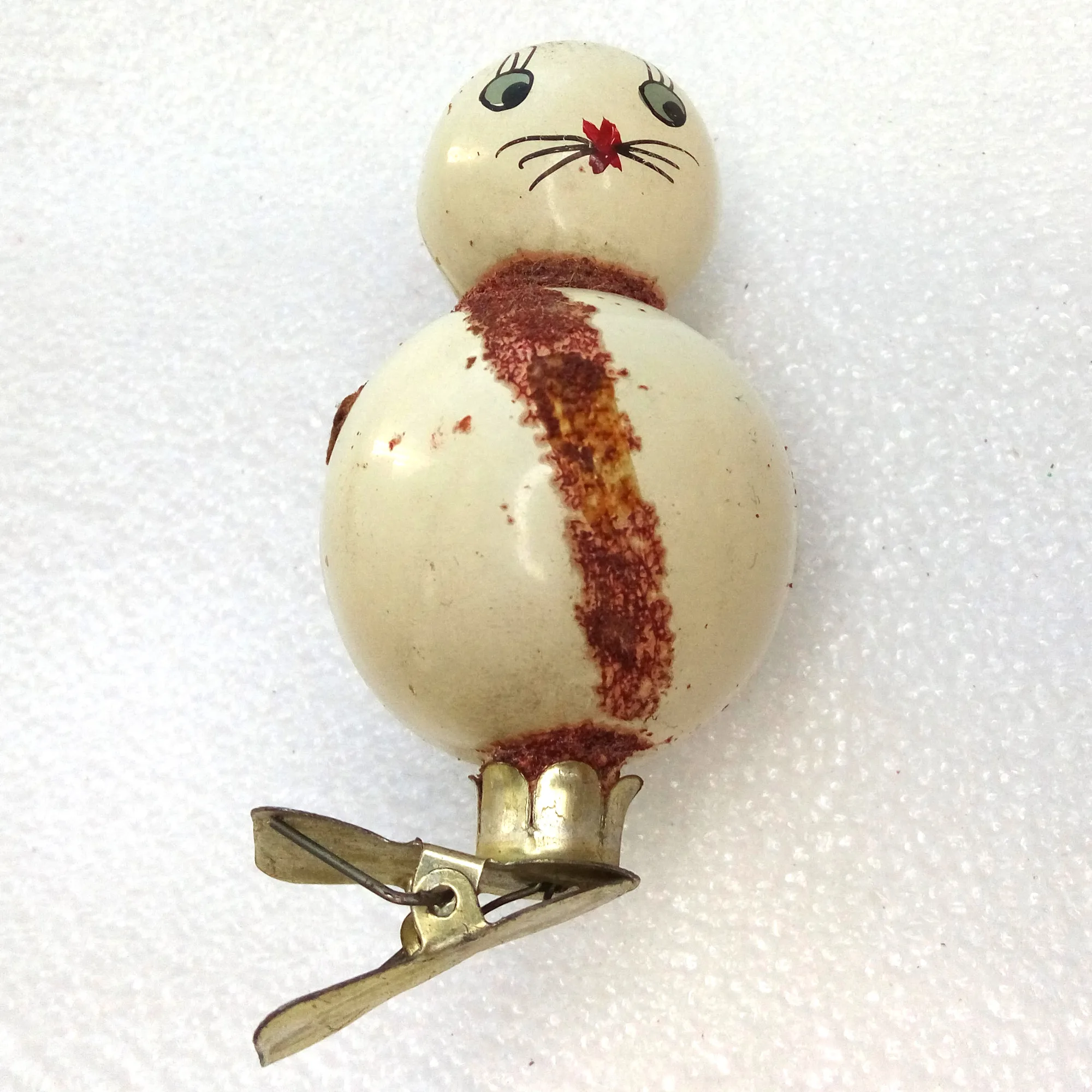 Antique Vintage Glass Christmas Ornament X-as Toy Kitten