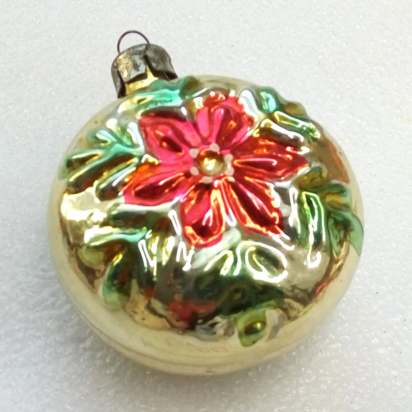 Vintage Glass Christmas Ornament Flower