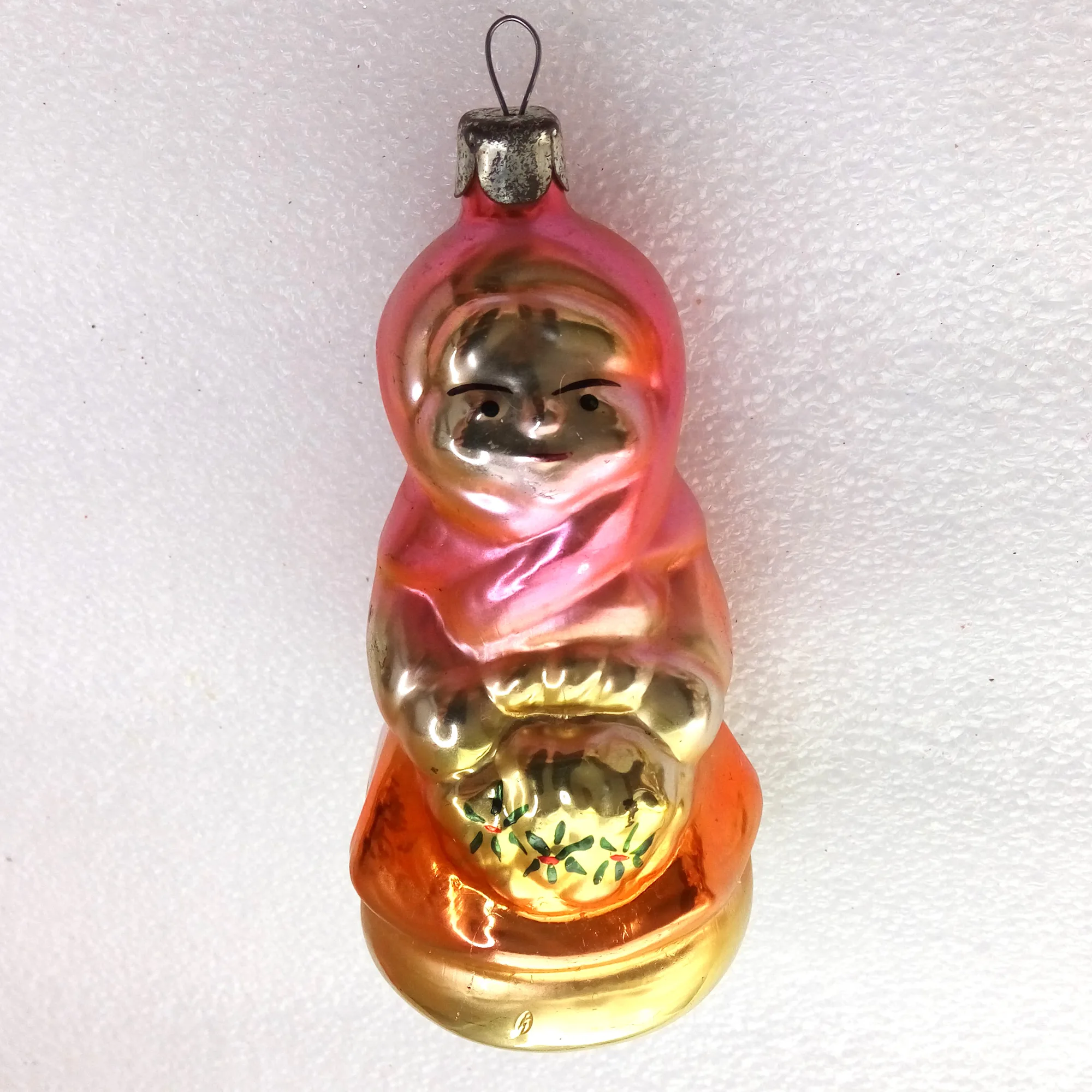 Antique Vintage Glass Christmas Ornament Toy Red Hood