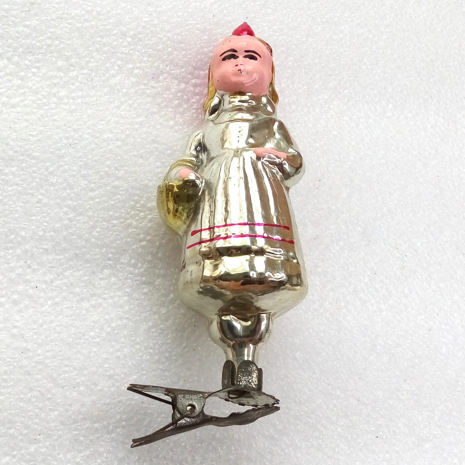 Vintage Glass Christmas Ornament Toy Red Hood
