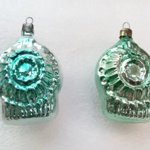 Set of 2 Antique Vintage Glass Christmas Ornaments