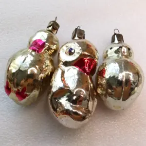 Set of 3 Vintage Glass Christmas Ornament Birds