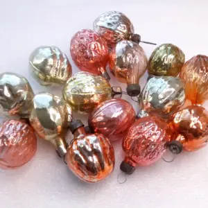 Set of 15 Vintage Glass Christmas Ornament Walnuts