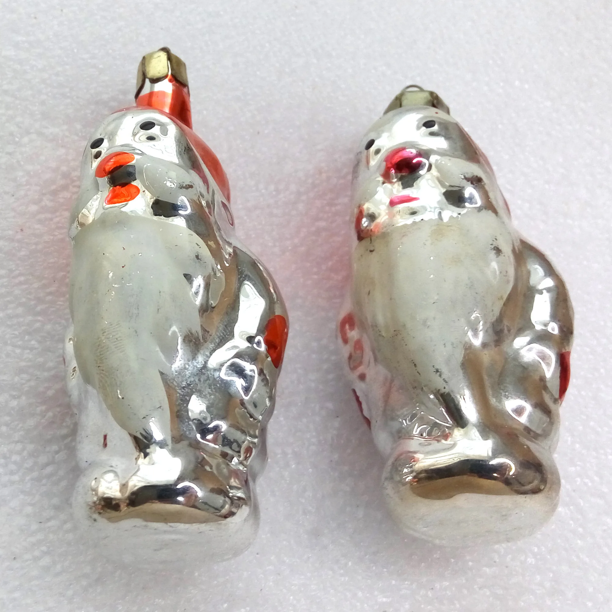 Set of 2 Old Antique Vintage USSR Glass Christmas Ornaments Gnomes