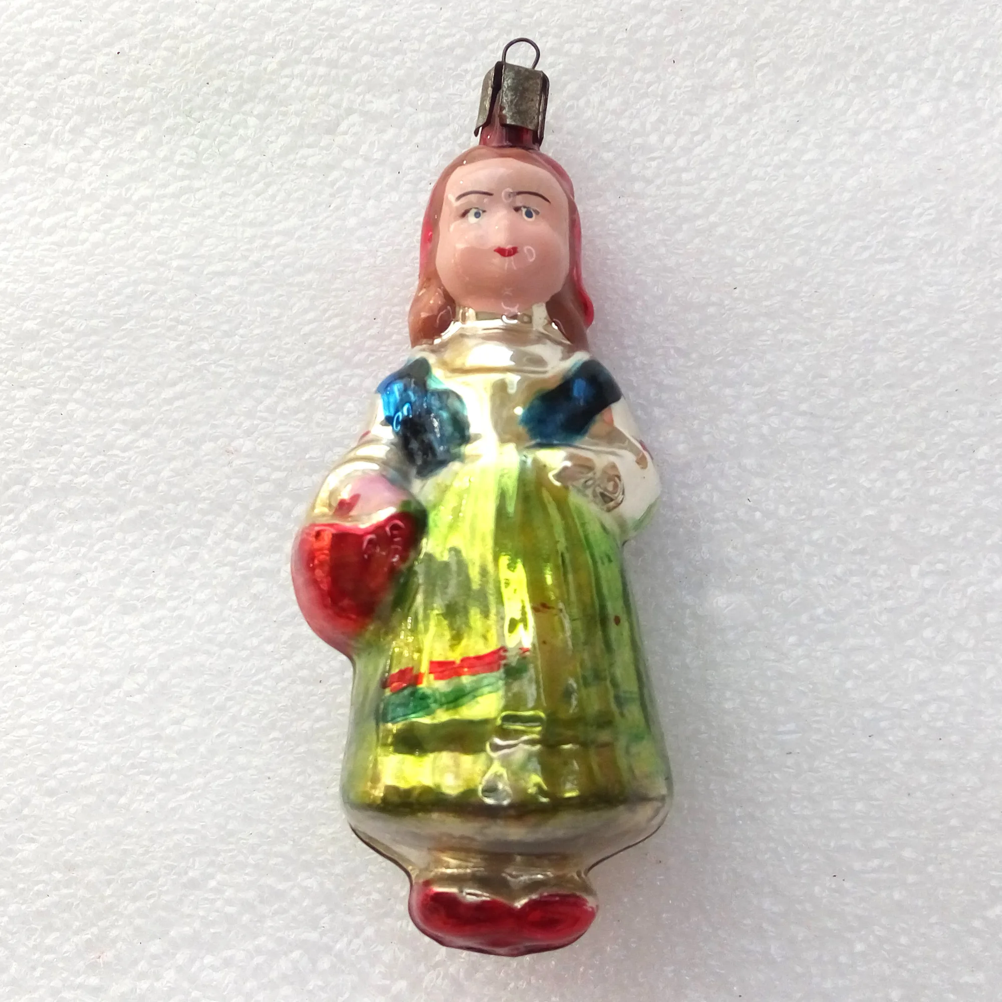 Old Antique Vintage USSR Glass Christmas Ornament Red Hood
