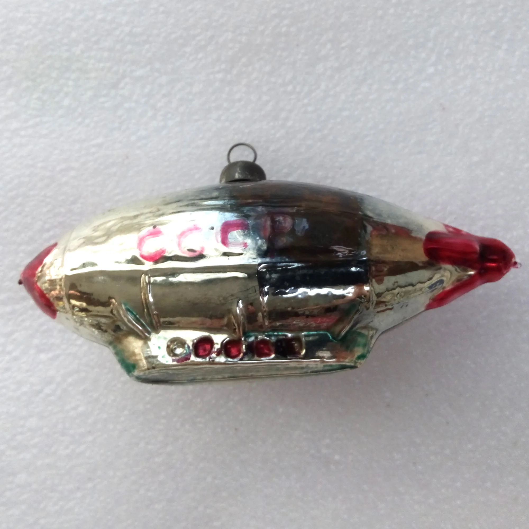 Old Antique Vintage USSR Glass Christmas Ornament Dirigible