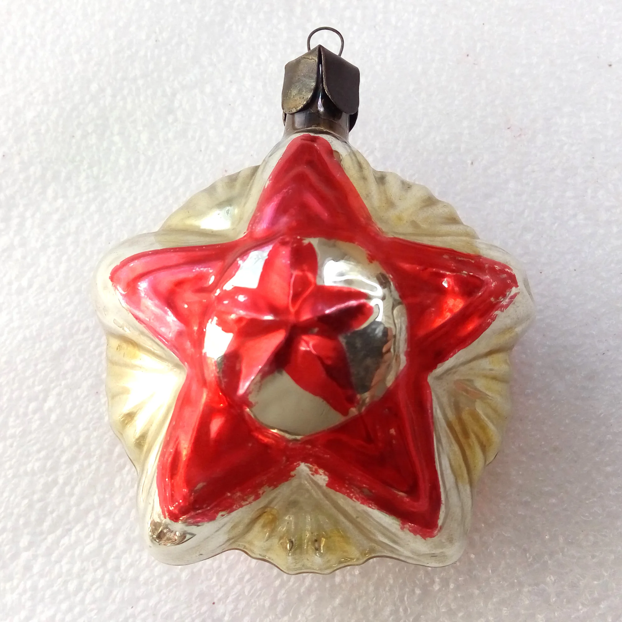 Old Antique Vintage USSR Glass Christmas Ornament Star