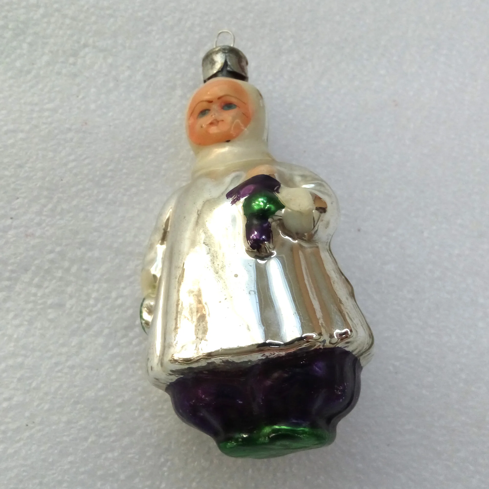 Old Antique Vintage USSR Glass Christmas Ornament Girl
