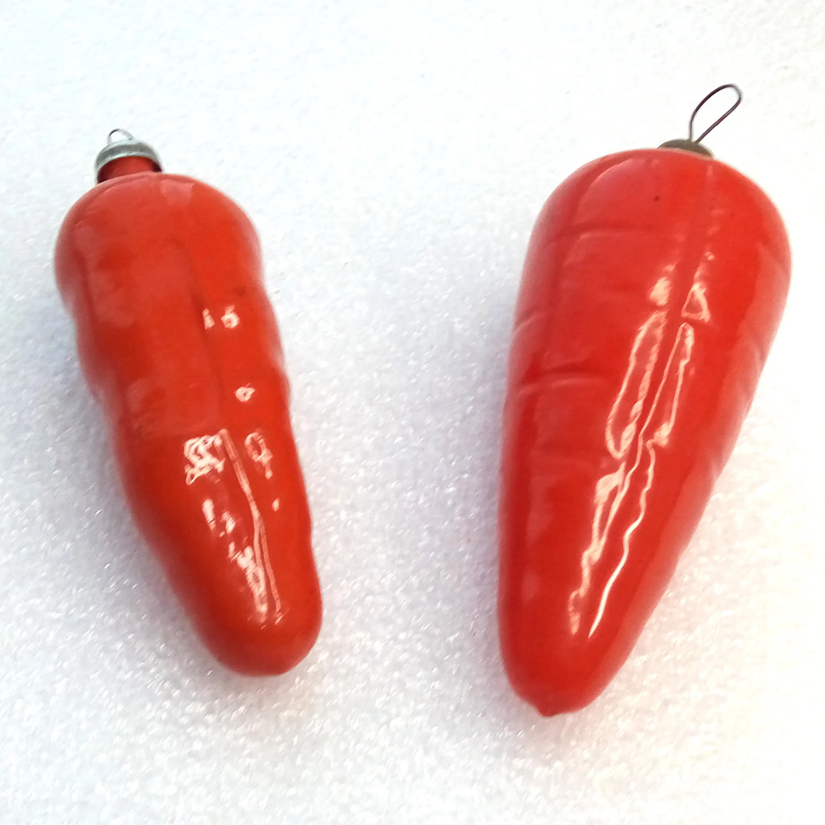 Set of 2 Antique Vintage Glass Christmas Ornament Old Carrots