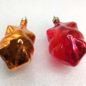 Set of 2 Old Antique Vintage Glass Christmas Ornaments