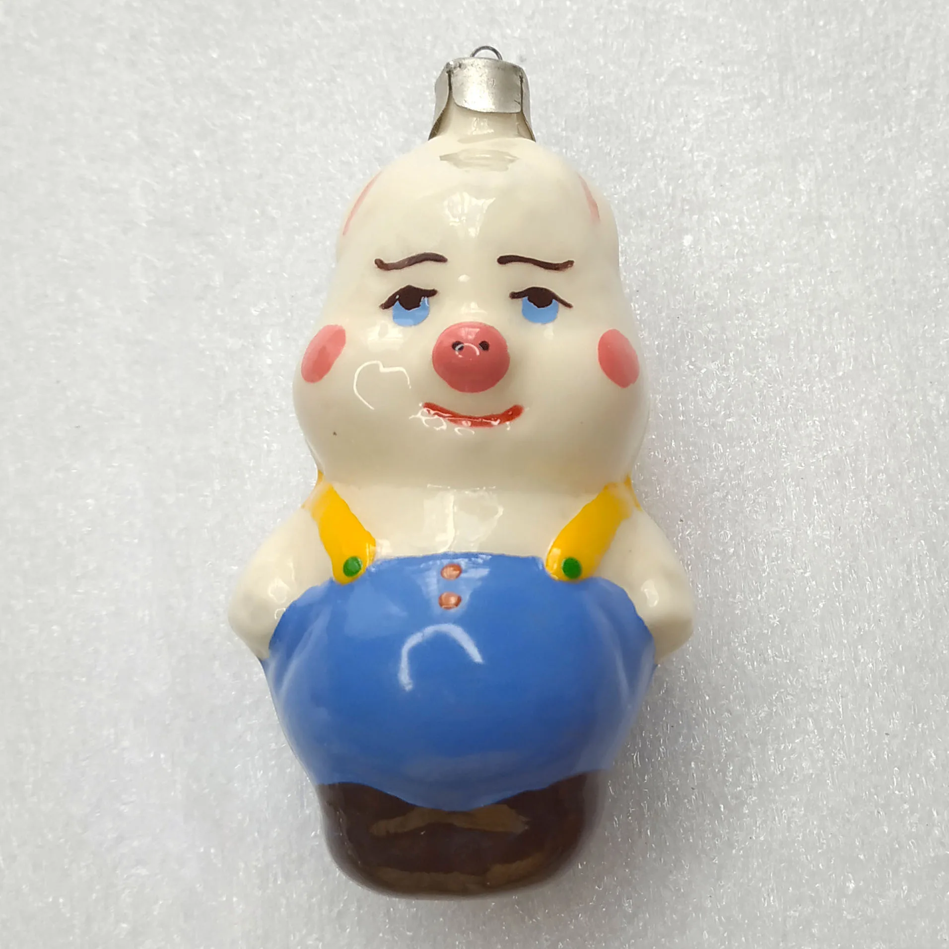 Unique Antique Vintage Russian Glass Christmas Ornament Piglet