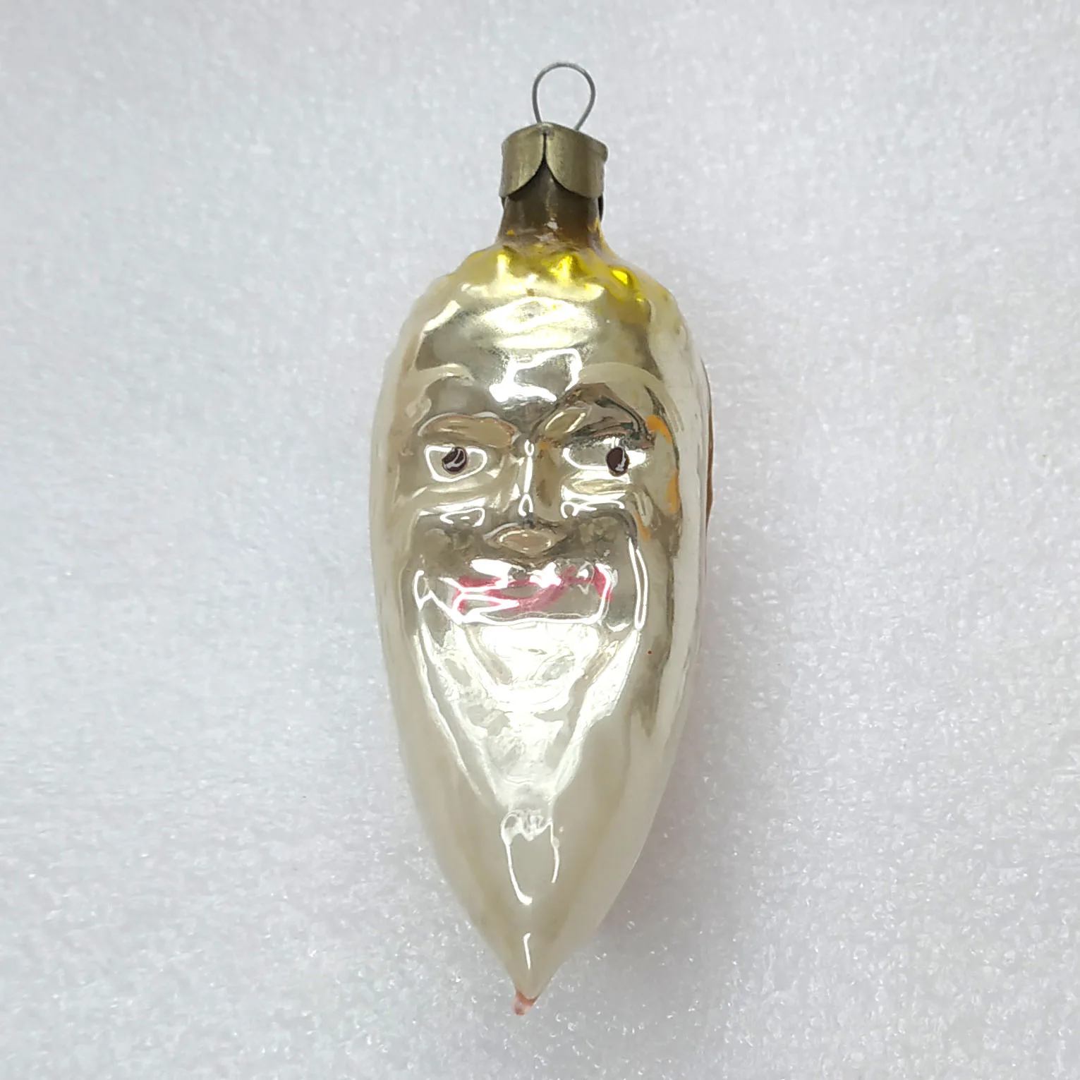 Antique Vintage USSR Mercury Glass Christmas Ornament Half Moon